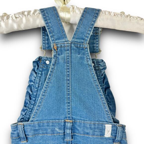 7 For All Mankind Denim Jean Shorts Bib Overalls Adjustable Straps Baby Girl 18M - Picture 6 of 8